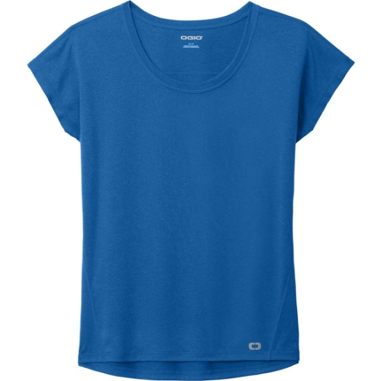 Custom OGIO Womens Pulse Dolman Tee Electric Blue