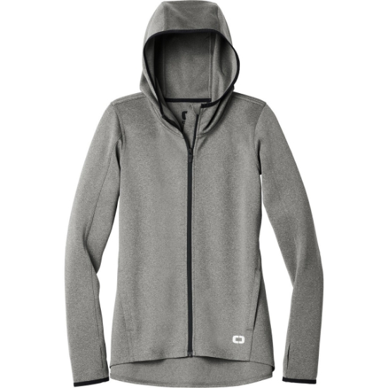 Custom OGIO Womens Stealth Full-Zip Jacket. Heather Grey