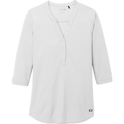 Custom OGIO Womens Jewel Henley Bright White