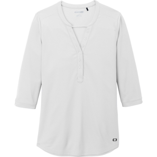 Custom OGIO Womens Jewel Henley Bright White