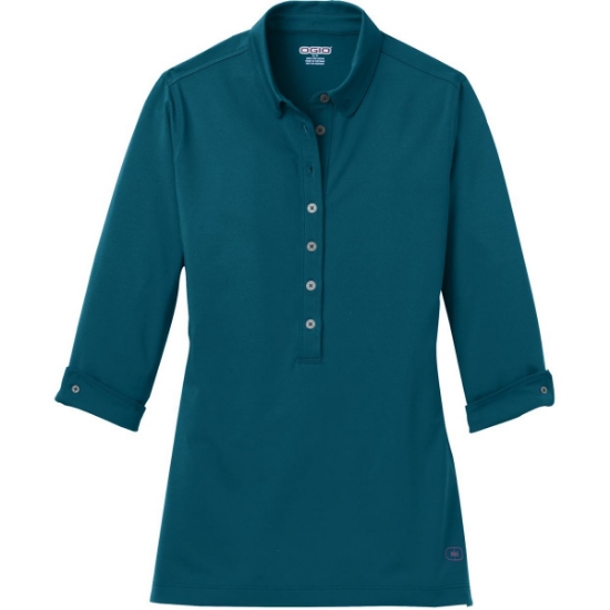Custom OGIO Womens Gauge Polo. Teal Throttle Green