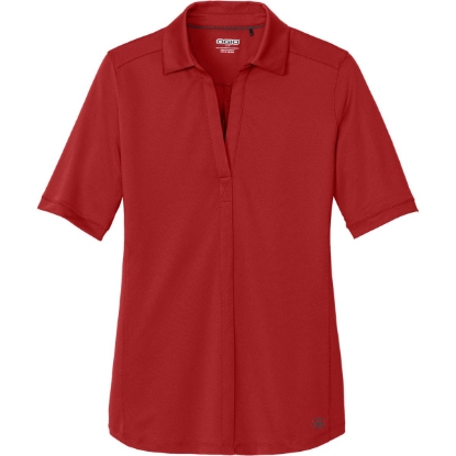 Custom OGIO Womens Metro Polo. Ripped Red