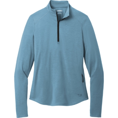 Custom OGIO Womens Motion 1/4-Zip Blue Mist