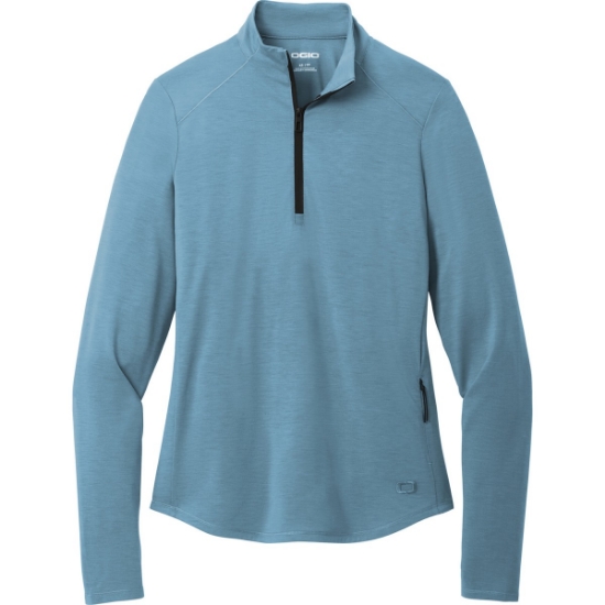 Custom OGIO Womens Motion 1/4-Zip Blue Mist