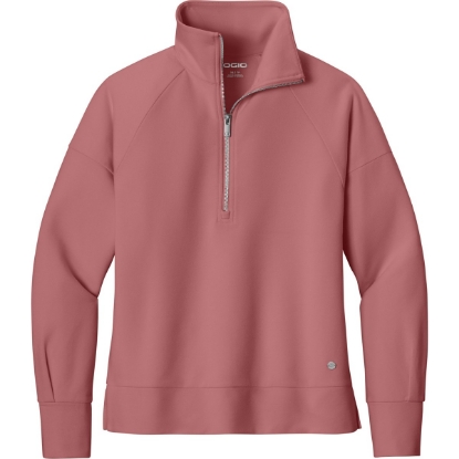 Custom OGIO Womens Luuma 1/2-Zip Desert Pink