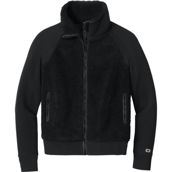 Custom OGIO Womens Luuma Sherpa Full-Zip. Blacktop