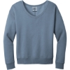Custom Port & Co Womens Beach Wash Garment-Dyed V-Neck Sweatshirt Faded Denim Blue