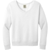 Custom Port & Co Womens Beach Wash Garment-Dyed V-Neck Sweatshirt White