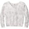 Custom Port & Co Womens Beach Wash Cloud Tie-Dye V-Neck Sweatshirt DoveGrey