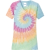 Custom Port & Co Womens Tie-Dye V-Neck Tee. Pastel Rainbow