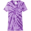 Custom Port & Co Womens Tie-Dye V-Neck Tee. Purple
