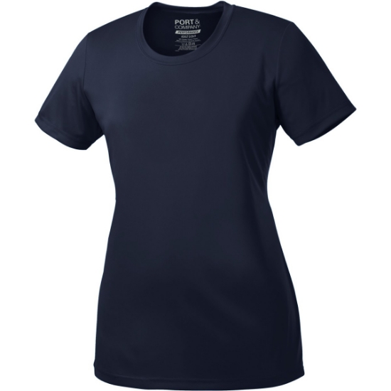 Custom Port & Co Womens Performance Tee. Deep Navy Blue