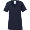 Custom Port & Co Womens Performance Blend V-Neck Tee. Deep Navy Blue