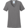 Custom Port & Co Womens Performance Blend V-Neck Tee. Medium Grey