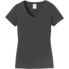 Custom Port & Co Womens Fan Favorite V-Neck Tee. Charcoal