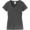 Custom Port & Co Womens Fan Favorite V-Neck Tee. Dark Hthr Grey