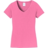 Custom Port & Co Womens Fan Favorite V-Neck Tee. New Pink