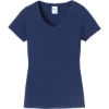 Custom Port & Co Womens Fan Favorite V-Neck Tee. Team Navy Blue