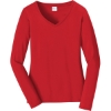 Custom Port & Co Womens Long Sleeve Fan Favorite V-Neck Tee. Bright Red