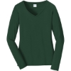 Custom Port & Co Womens Long Sleeve Fan Favorite V-Neck Tee. Forest Green