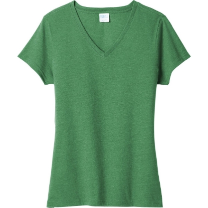 Custom Port & Co Womens Fan Favorite Blend V-Neck Tee. Athletic Kelly Green Heather