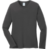 Custom Port & Co Womens Long Sleeve Core Cotton Tee. Charcoal Gray
