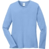 Custom Port & Co Womens Long Sleeve Core Cotton Tee. Light Blue
