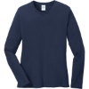 Custom Port & Co Womens Long Sleeve Core Cotton Tee. Navy Blue