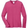 Custom Port & Co Womens Long Sleeve Core Cotton Tee. Sangria Pink