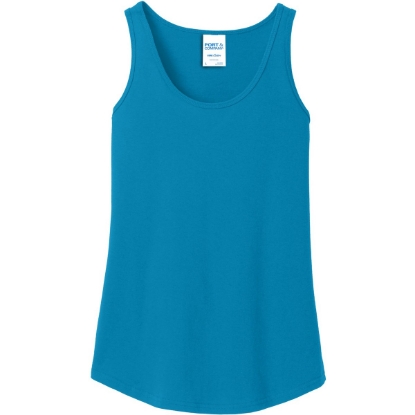 Custom Port & Co Womens Core Cotton Tank Top. Neon Blue