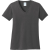 Custom Port & Co Womens Core Cotton V-Neck Tee. Charcoal Gray