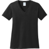 Custom Port & Co Womens Core Cotton V-Neck Tee. Jet Black