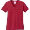 Custom Port & Co Womens Core Cotton V-Neck Tee. Red