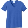 Custom Port & Co Womens Core Cotton V-Neck Tee. Royal Blue
