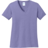 Custom Port & Co Womens Core Cotton V-Neck Tee. Violet Purple