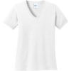 Custom Port & Co Womens Core Cotton V-Neck Tee. White
