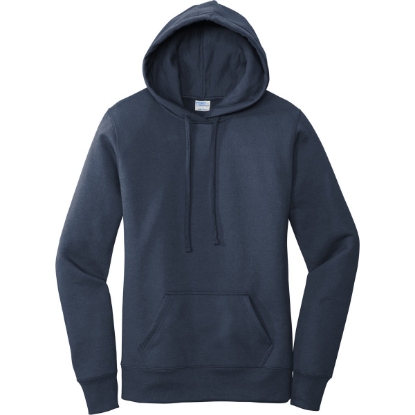 Custom Port & Co Womens Core Fleece Pullover Hooded Sweatshirt Navy Blue