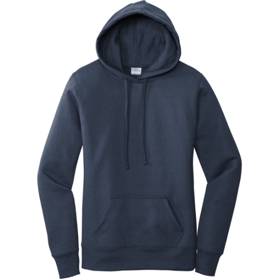 Custom Port & Co Womens Core Fleece Pullover Hooded Sweatshirt Navy Blue