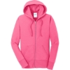 Custom Port & Co Womens Core Fleece Full-Zip Hooded Sweatshirt. Neon Pink