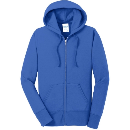 Custom Port & Co Womens Core Fleece Full-Zip Hooded Sweatshirt. Royal Blue