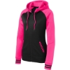 Custom Sport-Tek Womens Sport-Wick Varsity Fleece Full-Zip Hooded Jacket. Black/Neon Pink