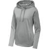 Custom Sport-Tek Womens PosiCharge Sport-Wick Heather Fleece Hooded Pullover. Dark Silver Heather