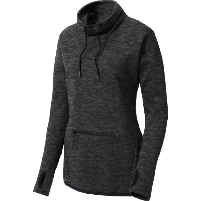 Custom Sport-Tek Womens Triumph Cowl Neck Pullover Black Heather