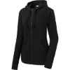 Custom Sport-Tek Womens PosiCharge Tri-Blend Wicking Fleece Full-Zip Hooded Jacket Black Triad Solid