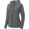 Custom Sport-Tek Womens PosiCharge Tri-Blend Wicking Fleece Full-Zip Hooded Jacket Dark Grey Hthr