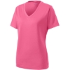Custom Sport-Tek Womens PosiCharge RacerMesh V-Neck Tee. Bright Pink