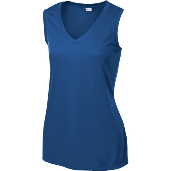 Custom Sport-Tek Womens Sleeveless PosiCharge Competitor V-Neck Tee. Royal