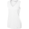 Custom Sport-Tek Womens Sleeveless PosiCharge Competitor V-Neck Tee. White