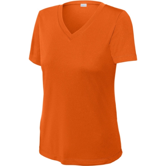 Custom Sport-Tek Womens PosiCharge Competitor V-Neck Tee. Deep Orange