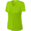 Custom Sport-Tek Womens PosiCharge Competitor V-Neck Tee. Lime Shock Green